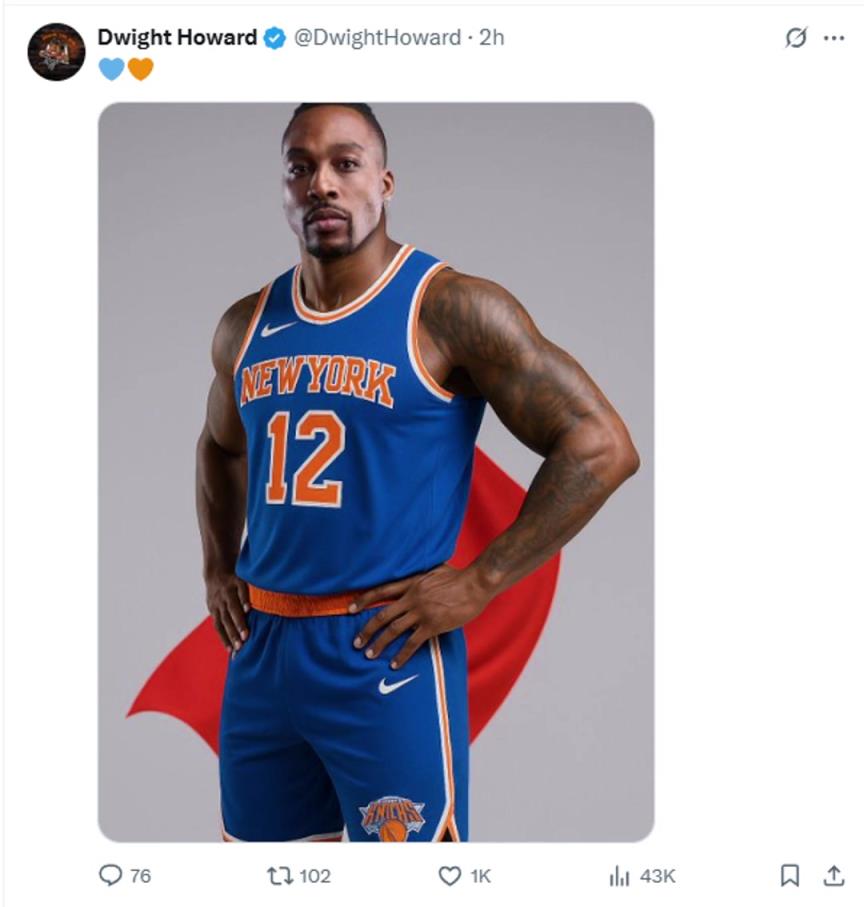 難道說？尼克斯步行者G4賽后 霍華德發(fā)推身披尼克斯戰(zhàn)袍